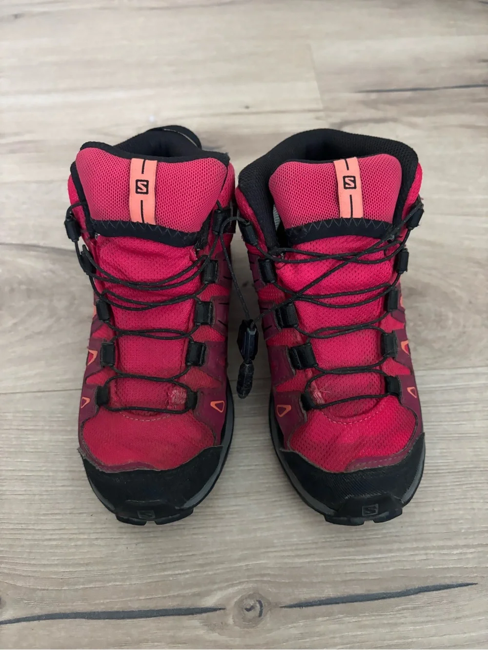 Salomon Kids Red and Black Trail Mid-Top Hiking Boots